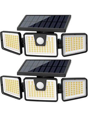 Solar Motion Sensor Light Outdoor LED Security Light Waterproof 3 Head